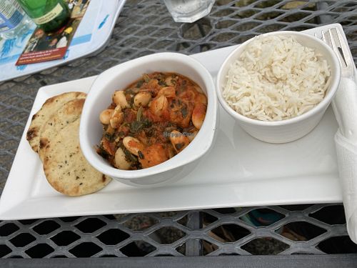 Sweet potato spinach butter bean stew  at Haulfre Tea Rooms in Llandudno