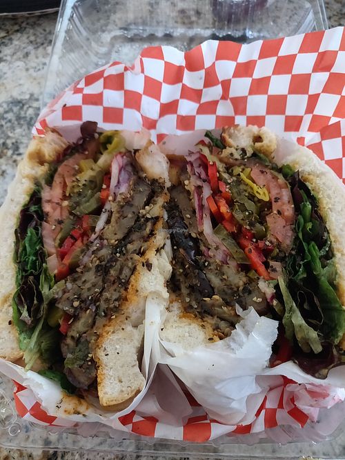 Ginormous vegan eggplant sandwich! at 2nd Healthy Eatery in Bellflower