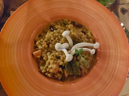 Main : orzotto with veggies and red curry. Good meal, very tasty (a bit warm when it's more than 30 degrees) at Pandora Greenbox in Split