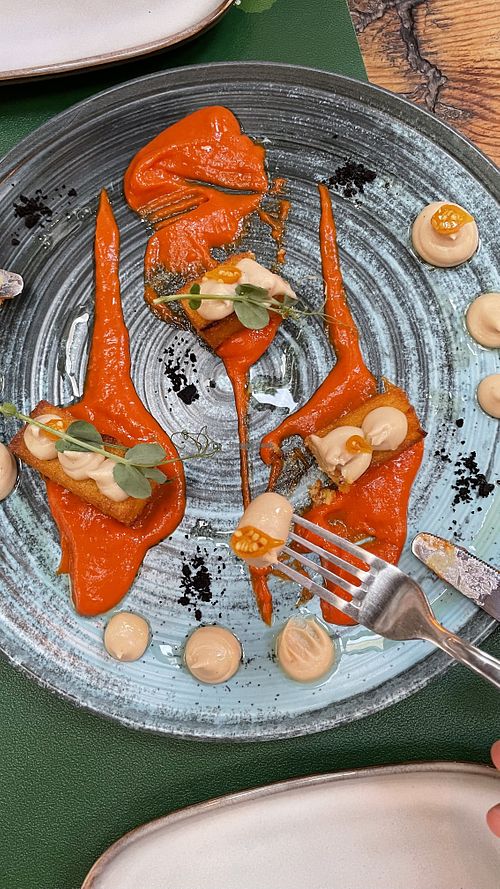 Polenta with aywar  at Pandora Greenbox in Split