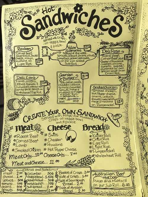 Menu page 1 at The Yellow Deli in Katoomba