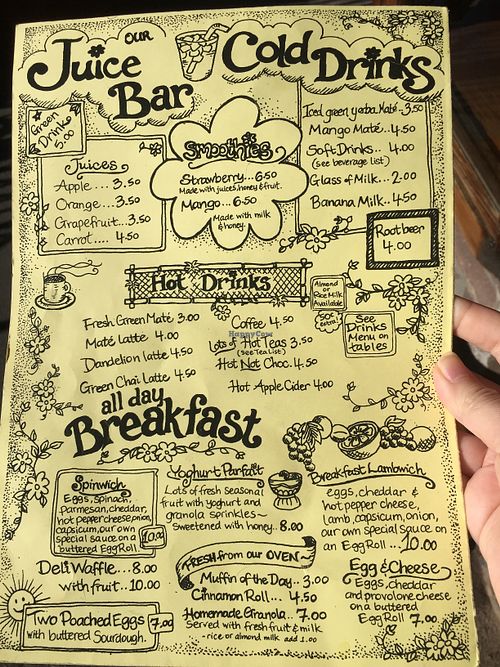 Menu page 3 at The Yellow Deli in Katoomba