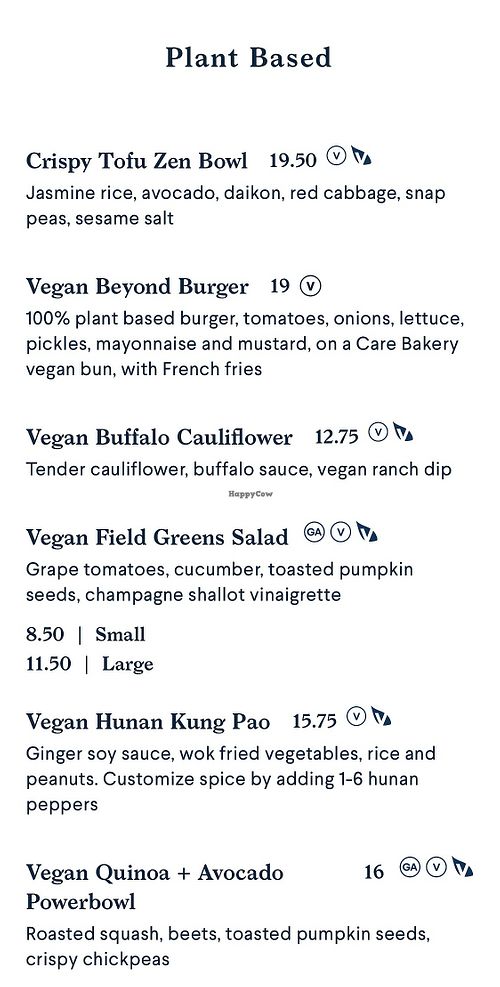 Plant based menu   at Earls Kitchen + Bar in Edmonton