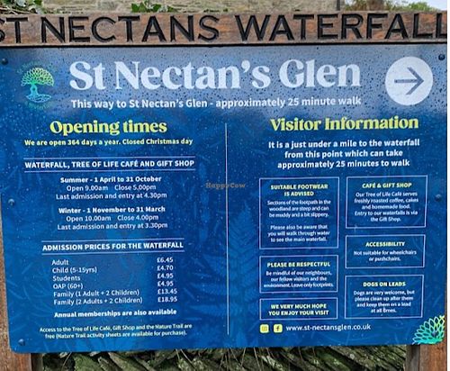 New signage, February 2022 at St Nectan's Glen in Tintagel