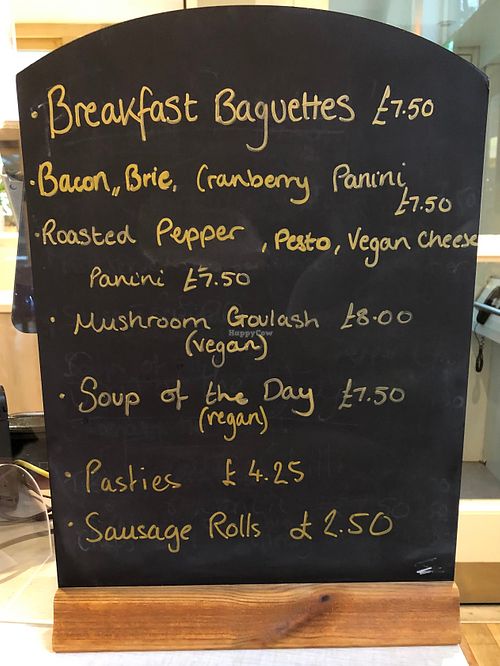 Menu with vegan items clearly marked at St Nectan's Glen in Tintagel