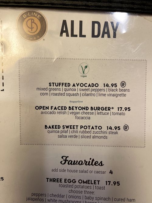 Menu  at B-Line Diner in Orlando