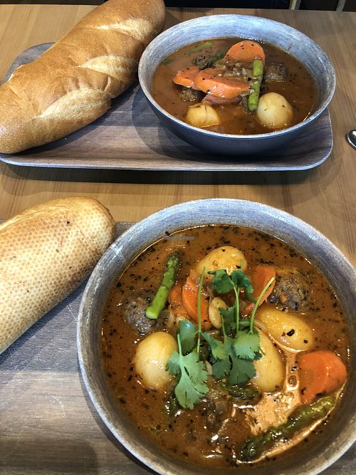 Red wine meatball stew with and without cilantro  at Saigon Vegan in Garden Grove