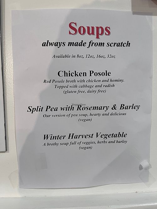 2 of 3 soups were vegan this day at Sierra Subs & Salad in Three Rivers