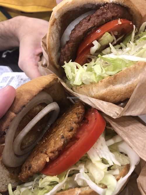 Vegan pork and beyond meat burgers at V Burger - Breeze Songshan in Taipei