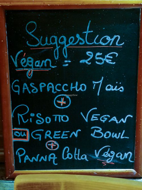 vegan menu at La Cabane  in Annecy
