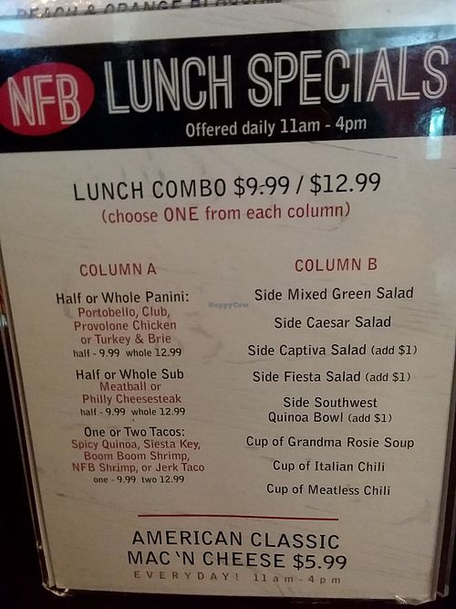Lunch Specials (in addition to menu) at Naples Flatbread in Naples