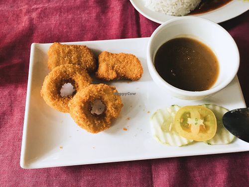 chicken nuggets & calamari rings at Namaskar Vegetarian Restaurant in Puerto Princesa