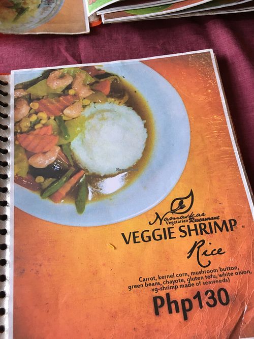 veggie shrimp dish at Namaskar Vegetarian Restaurant in Puerto Princesa
