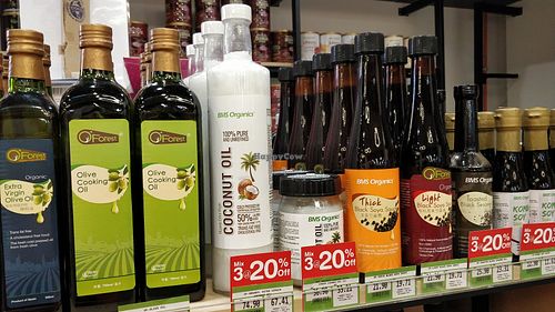 Olive Cooking oil, coconut oil and soya sauce at BMS Organics - Southkey in Johor Bahru