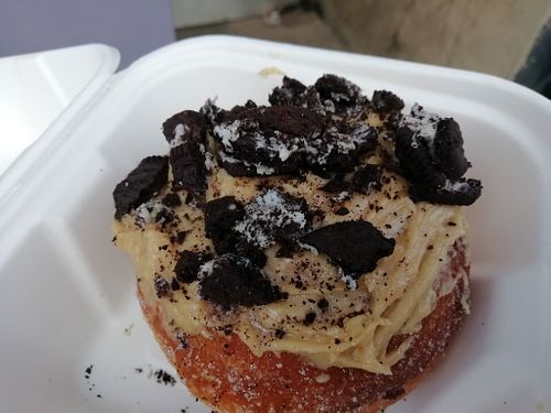 Crushed Oreos and peanut butter doughnut at Durty Vegan Burger Club in Glasgow