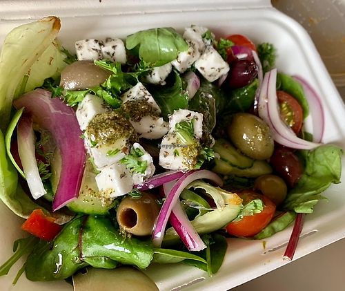 Greek salad (take out) at Cosmic Kitchen in Plymouth