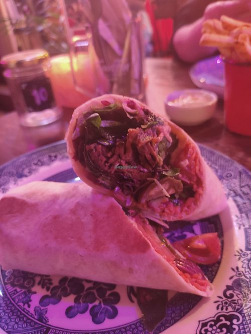 Seitan kebab wrap at Cosmic Kitchen in Plymouth
