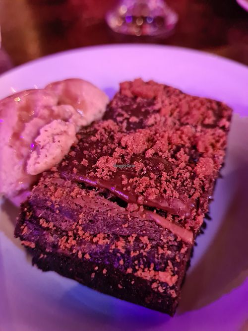 Biscoff brownie with caramel icecream at Cosmic Kitchen in Plymouth