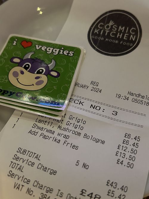 Happy cow   at Cosmic Kitchen in Plymouth