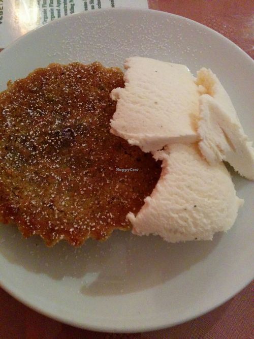 blackberry-pistachio pie with soy ice cream at Ginger Vegetarian Cafe in Halifax