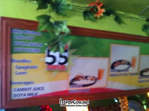 menu at Natural Health Care and Vegetarian Cuisine in Butuan City