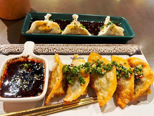 Fried Gyoza w/ Asian Salsa Verde & Yin & Yang at Vistro in Bangkok