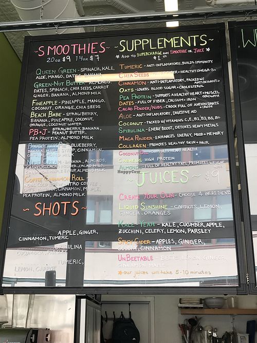 Smoothie menu at Portland Pulp in Portland