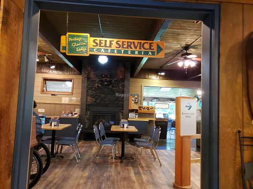 Sit down tables at Portage Glacier Day Lodge in Girdwood