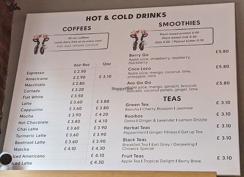 Beverage Menu at Parlé Pantry in West London