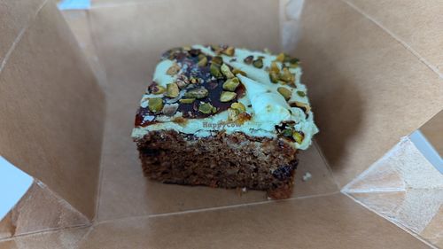 Carrot cake with pistachio icing at Parlé Pantry in West London