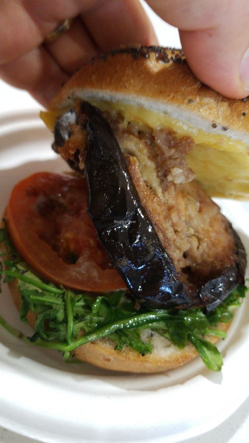 Eggplant schnitzel with vegan cheese and aioli at OOL - NRG - T1 in Coolangatta