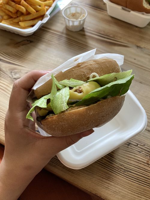 GF Sacred Burger w/ cheeze  at Sacred Space in Hebden Bridge