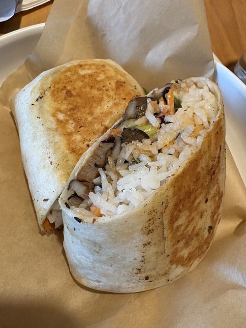 Tofu mushroom burrito   at Labyrinth Press Company in Jamestown
