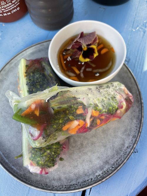 Rice paper rolls Vegan  at Pholklore in Torquay