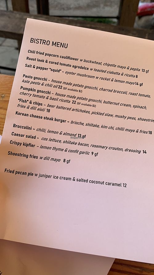 daily menu  at Ballard's in Thornbury