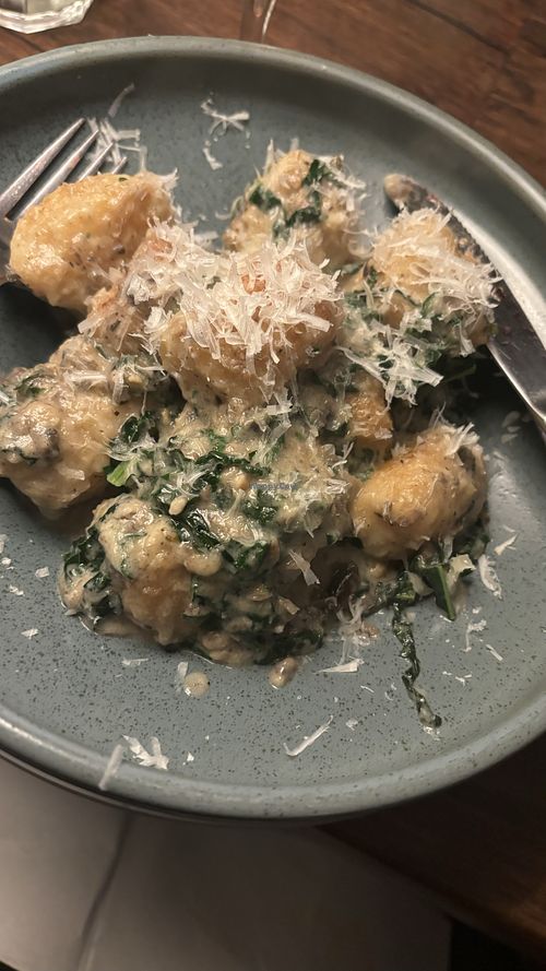 Smoked Mushroom and pine nut gnocchi.  at Ballard's in Thornbury