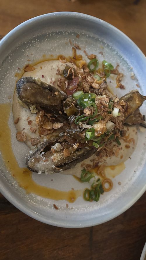 Crispy eggplant   at Ballard's in Thornbury