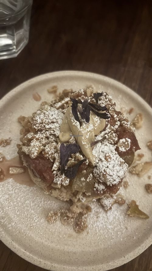 Pear and quince crumble  at Ballard's in Thornbury