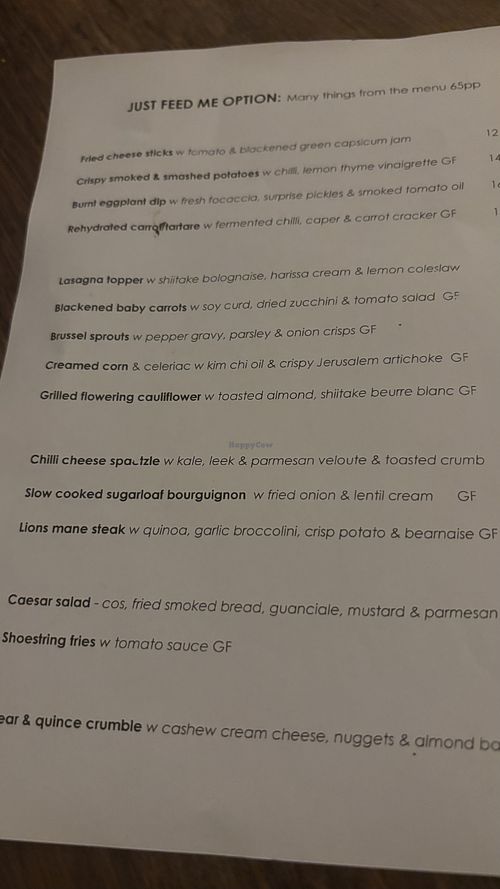 Menu  at Ballard's in Thornbury