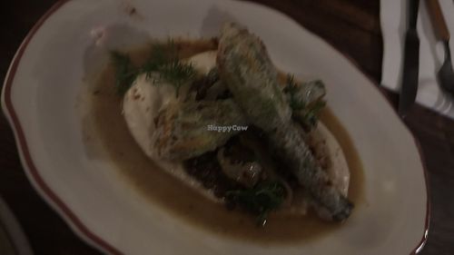 Zucchini flowers. Incredible   at Ballard's in Thornbury