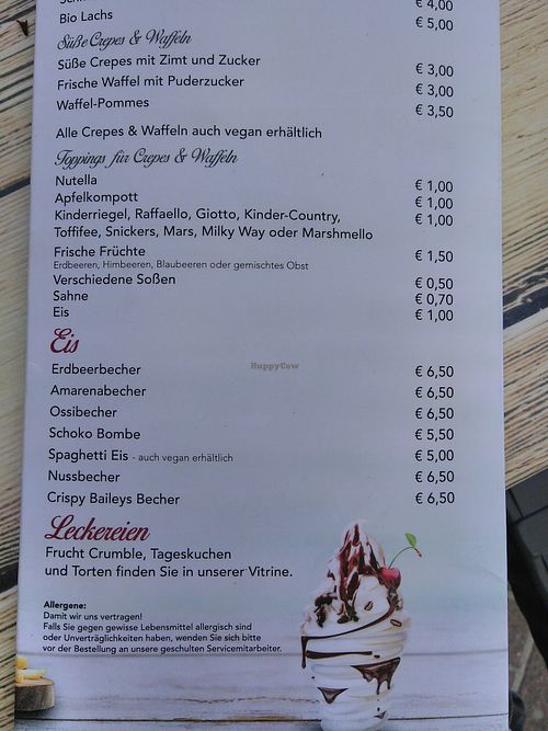 Part of the Menu, Crepes and waffles at Eisdiele an der Kieskuhle in Aurich