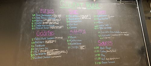 Menu as of 2019 October 24 at Galaxy Rune in Seattle
