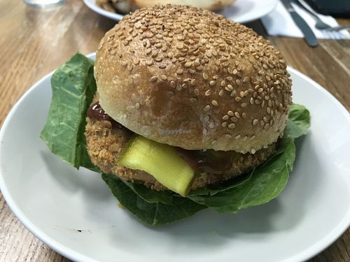 The chik’n sandwich. Yum! at Foodhisattva in Cleveland Heights