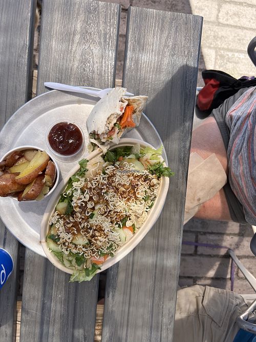 Half the hummus wrap & Asian chopped salad  at Locavores in Alamosa
