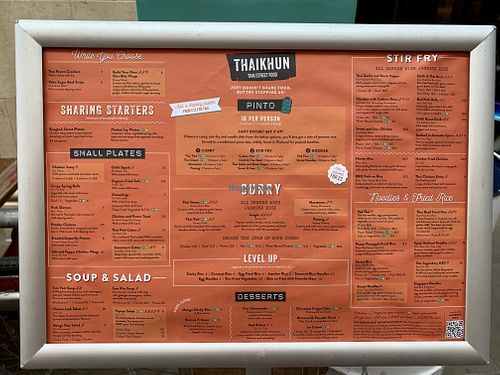 Menu at Thaikhun in Bath