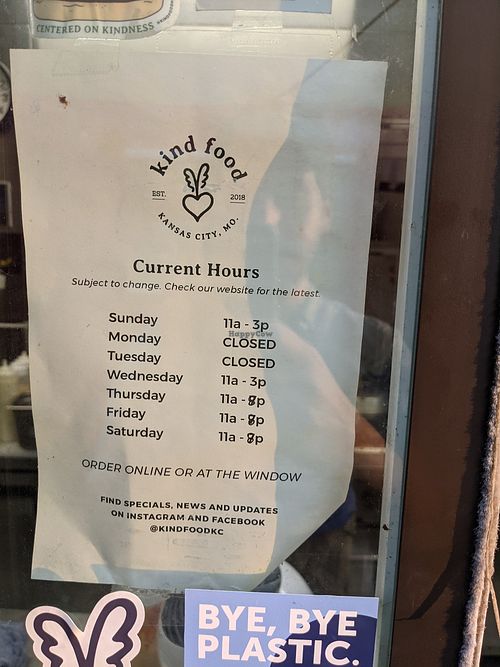 Hours at Kind Food in North Kansas City