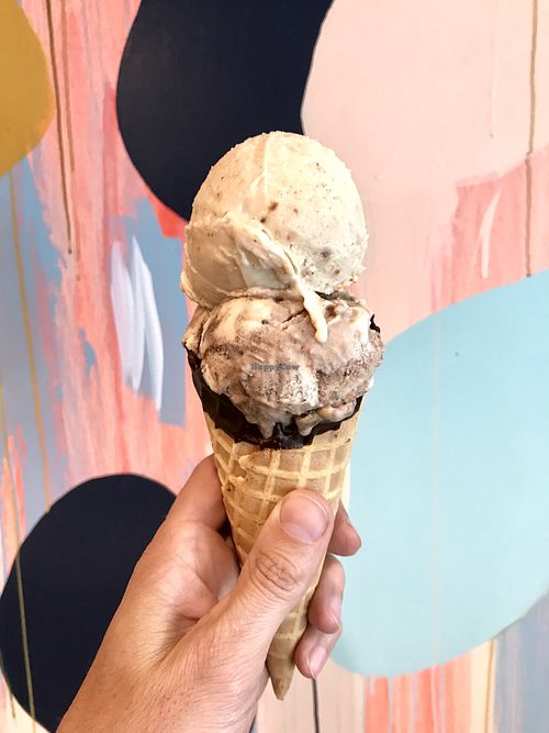 Double scoop chocolate dip cone. at Hug Life in Long Beach