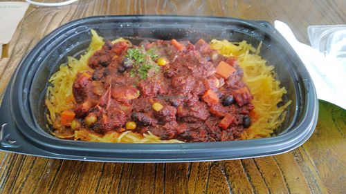 Yummy chili and spaghetti squash at Whole Harvest Meal Delivery in Leawood