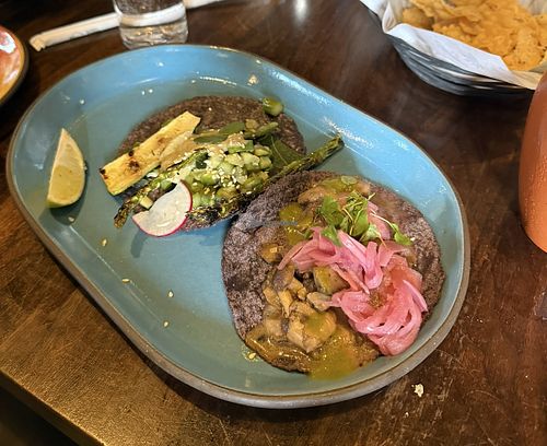 asparagus and mushroom taco no cheesee  at Puesto in Concord