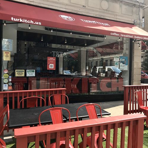 Entrance with outdoor seating in summer at Turkitch - Turkish Kitchen in Chicago